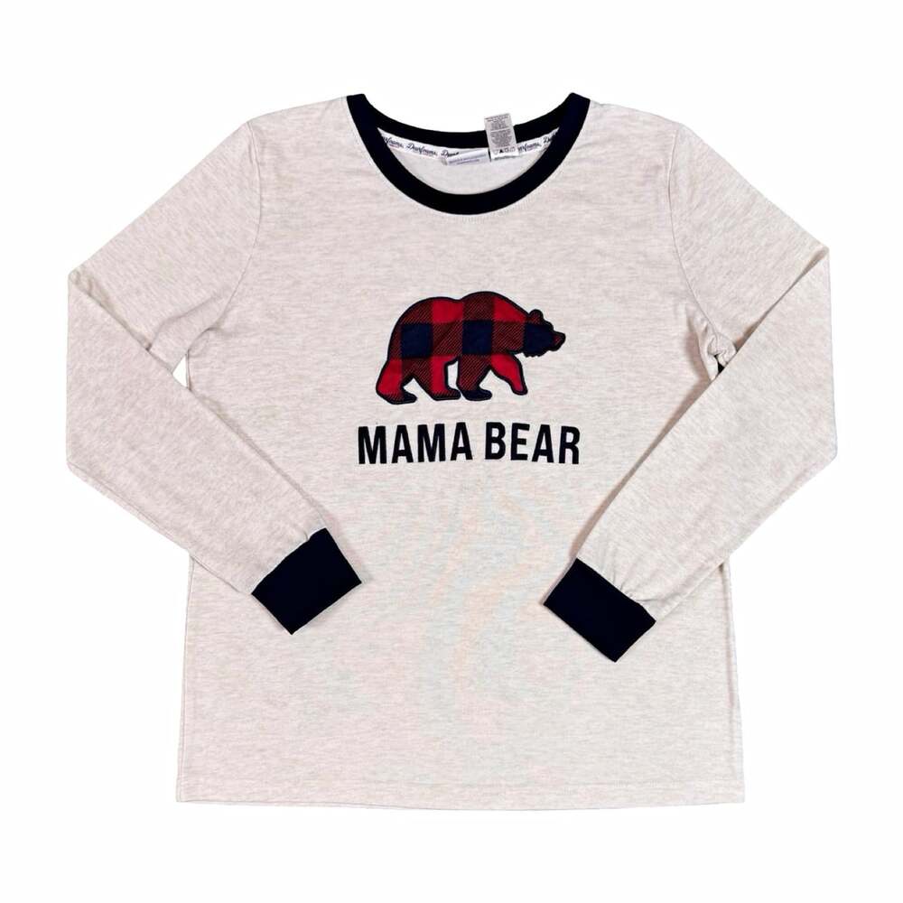 Dearfoams Cozy Comfort Women’s Shirt Long Sleeve Mama Bear Graphic Size M